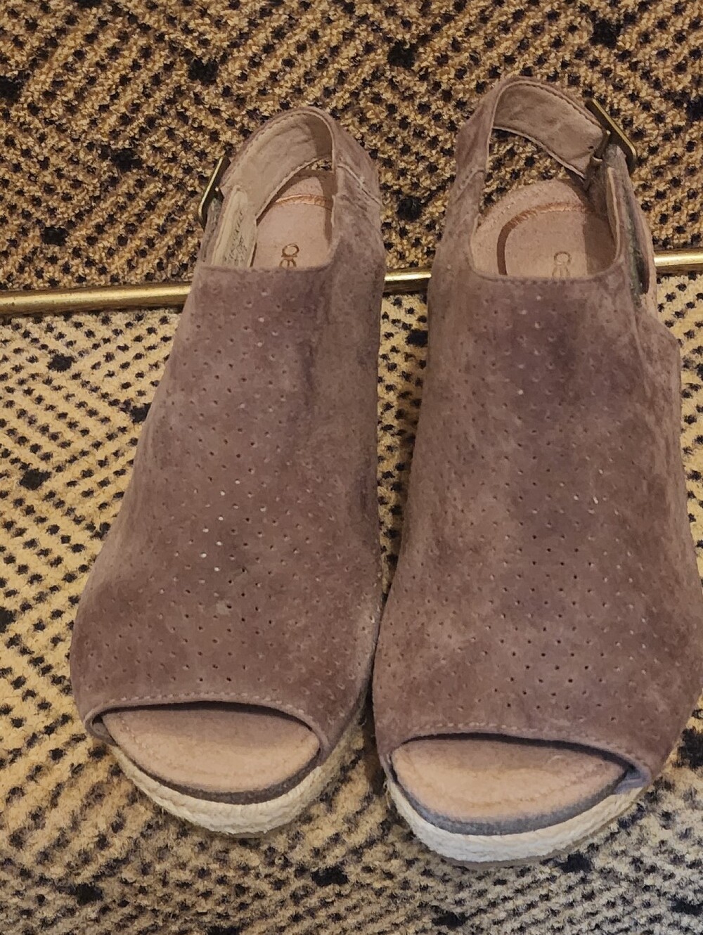 Aetrex Espadrille Wedge Sandals / 36 - 6 / Brown Suede Leather Upper / GUC